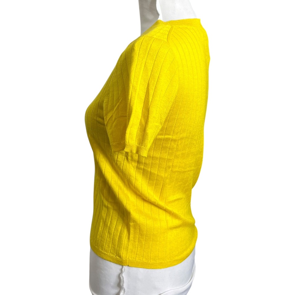 J.Crew Silk Blend Cropped T Shirt Women's Medium Yellow Short Sleeve New - Picture 5 of 8